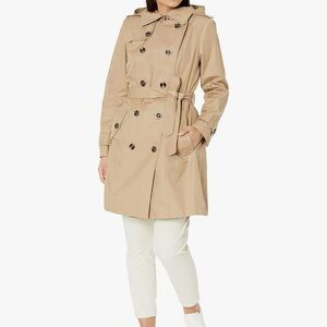 LONDON FOG womens Double-Breasted Long Trench Coat with Belt (British Khaki)